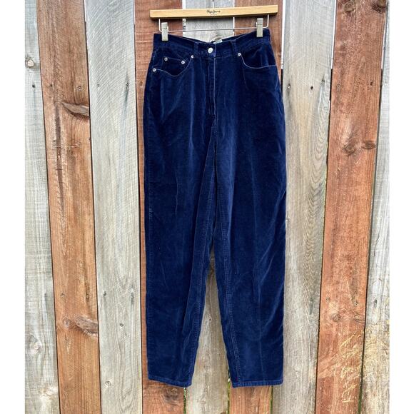 Vintage Kathy Ireland High Waisted Pants Blue Velvet Size 6 - Picture 1 of 3